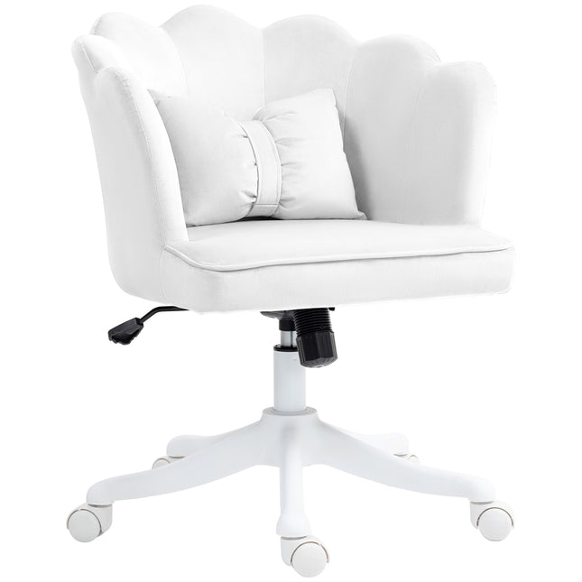 Velvet-Feel Petal Back Office Chair with Lumbar Support - White