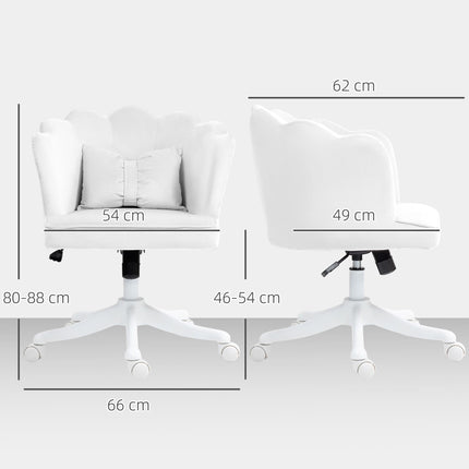 Velvet-Feel Petal Back Office Chair with Lumbar Support - White