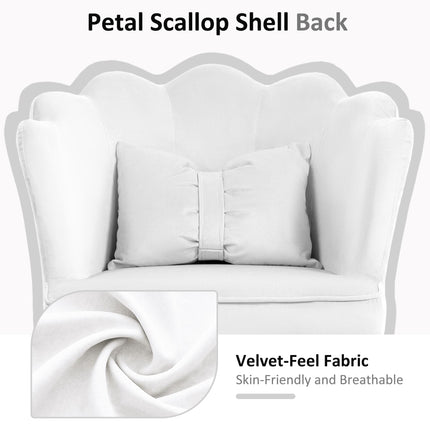 Velvet-Feel Petal Back Office Chair with Lumbar Support - White