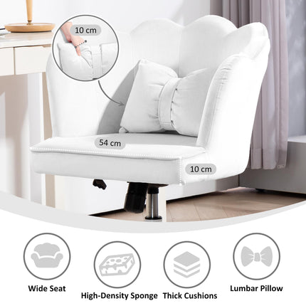 Velvet-Feel Petal Back Office Chair with Lumbar Support - White