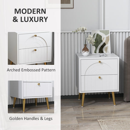 2-Drawer Bedside Table Set of 2 - White