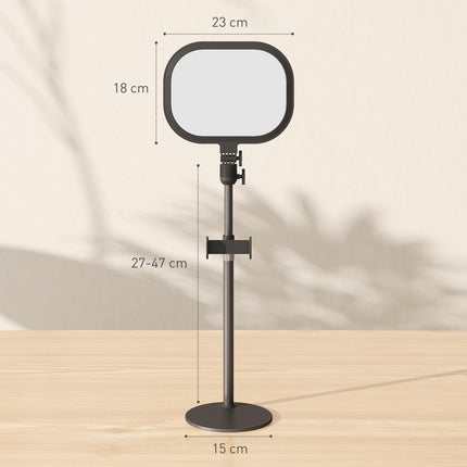 Selfie Light for Video Conference Lighting, Dimmable Desk Lamp with Stand Phone Holder, 5 Colour Modes & 10 Brightness Levels, Memory Function for Home Office, Recording, Video Calls, Black