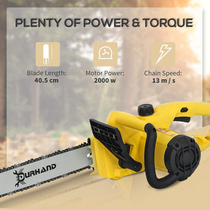 2000W Powerful Electric Chainsaw, 16" Aluminium Blade Portable Corded Chain Saw,