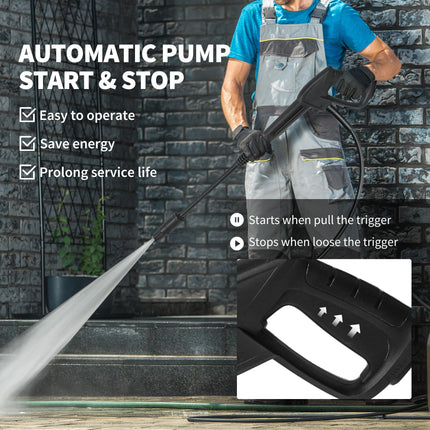 2200W High Pressure Electric Washer 170 Bar 420L/h with Adjustable Nozzle, 6M Hose & Hose Reel for Home Patio Car Driveway - Green Black