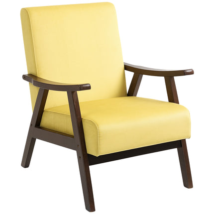 Nordic Velvet Upholstered Accent Armchair with Solid Wood Frame and Thick Padding - Champagne