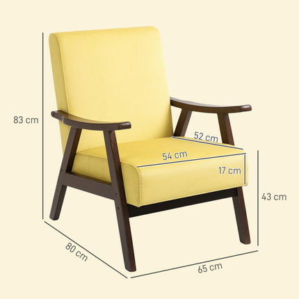 Nordic Velvet Upholstered Accent Armchair with Solid Wood Frame and Thick Padding - Champagne
