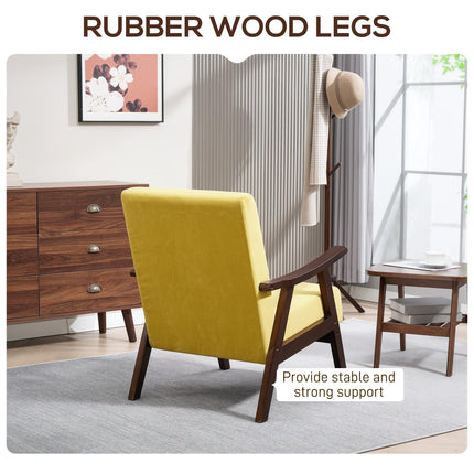 Nordic Velvet Upholstered Accent Armchair with Solid Wood Frame and Thick Padding - Champagne