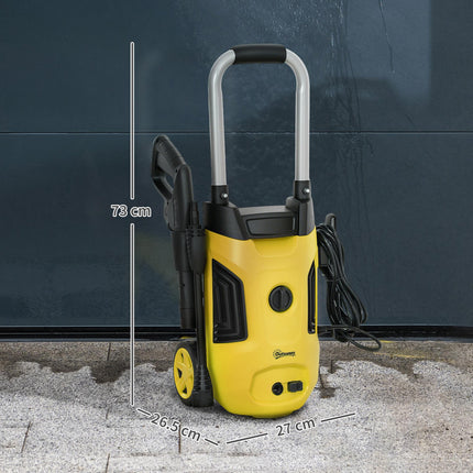 1800W Portable Electric Pressure Washer Set with Adjustable Nozzle - Yellow