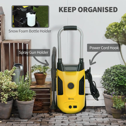 1800W Portable Electric Pressure Washer Set with Adjustable Nozzle - Yellow