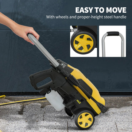 1800W Portable Electric Pressure Washer Set with Adjustable Nozzle - Yellow