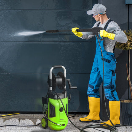 1800W Portable Pressure Washer Set with Adjustable Nozzle & 6M Hose - Green