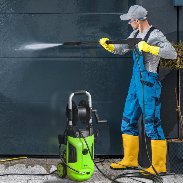 1800W Portable Pressure Washer Set with Adjustable Nozzle & 6M Hose - Green