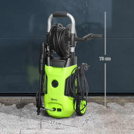 1800W Portable Pressure Washer Set with Adjustable Nozzle & 6M Hose - Green