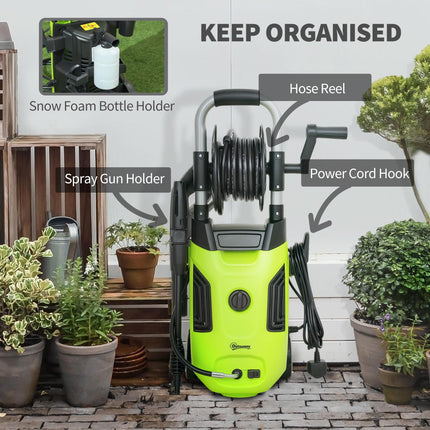 1800W Portable Pressure Washer Set with Adjustable Nozzle & 6M Hose - Green