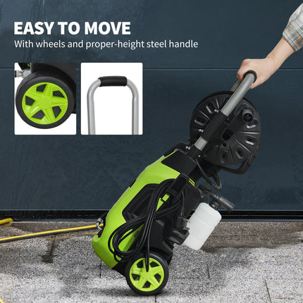 1800W Portable Pressure Washer Set with Adjustable Nozzle & 6M Hose - Green