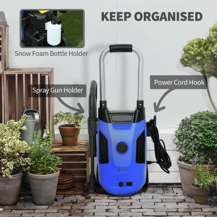 1800W Portable Electric Pressure Washer With Adjustable Nozzle - Blue