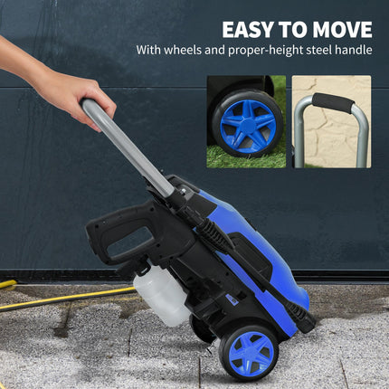 1800W Portable Electric Pressure Washer With Adjustable Nozzle - Blue