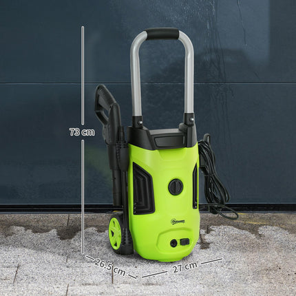 1800W Portable Electric Pressure Washer 150 Bar with Adjustable Nozzle - Green