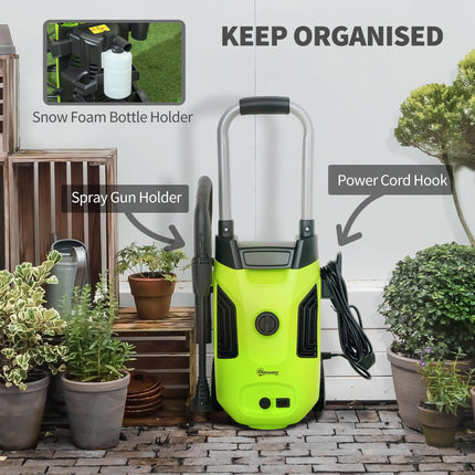 1800W Portable Electric Pressure Washer 150 Bar with Adjustable Nozzle - Green
