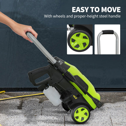 1800W Portable Electric Pressure Washer 150 Bar with Adjustable Nozzle - Green
