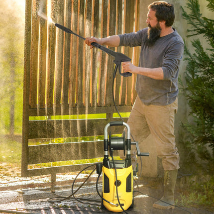 1800W Portable High Pressure Washer Set with Adjustable Nozzle - Yellow