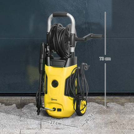1800W Portable High Pressure Washer Set with Adjustable Nozzle - Yellow