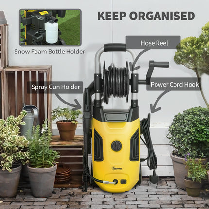 1800W Portable High Pressure Washer Set with Adjustable Nozzle - Yellow