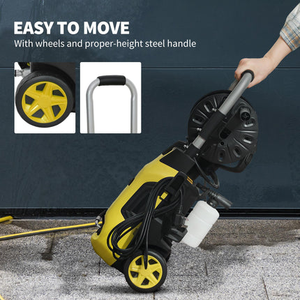1800W Portable High Pressure Washer Set with Adjustable Nozzle - Yellow