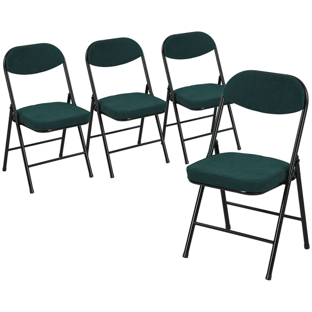 Set of Four Folding Corduroy Seat Chairs - Teal
