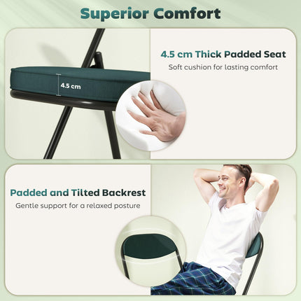 Set of Four Folding Corduroy Seat Chairs - Teal