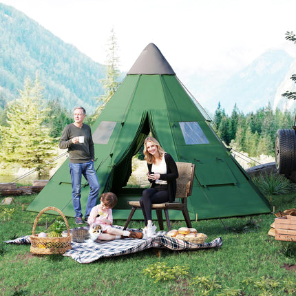 6 Men Tipi Tent with Carry Bag - Green