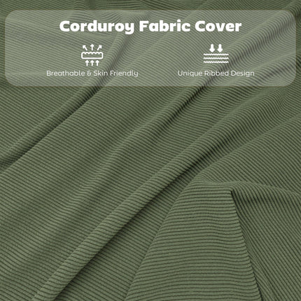 Set of Four Folding Corduroy Seat Chairs - Green