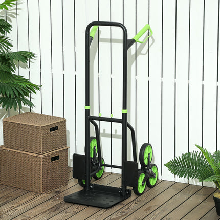 DURHAND Six-Wheel Folding  Sack Barrow Trolley - Black/Green