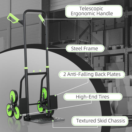 DURHAND Six-Wheel Folding  Sack Barrow Trolley - Black/Green