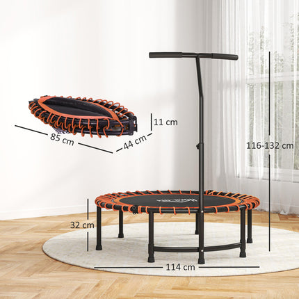 Mini Round Steel Frame Trampoline w/ Adjustable Handle, Orange