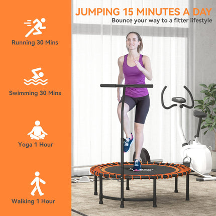 Mini Round Steel Frame Trampoline w/ Adjustable Handle, Orange