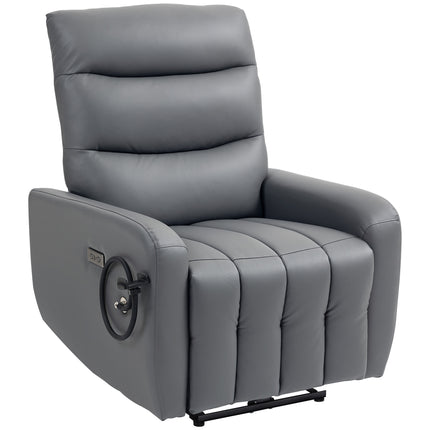 Electric Recliner Armchair with USB & Type C Ports, Phone Holder, Adjustable Leg Rest Reclining Chair - Grey