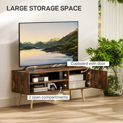 TV Stand up to 55 Inches, TV Unit with Open Shelves and Cable Holes - Brown