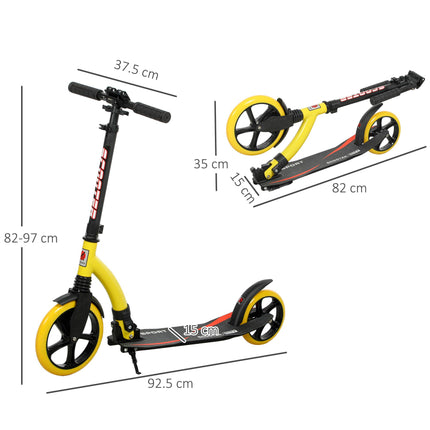 Foldable Kick Scooter with Double Shock Absorption and Big Wheels, Height Adjust