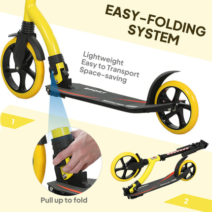 Foldable Kick Scooter with Double Shock Absorption and Big Wheels, Height Adjust