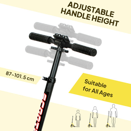 Foldable Kick Scooter with Double Shock Absorption and Big Wheels, Height Adjust