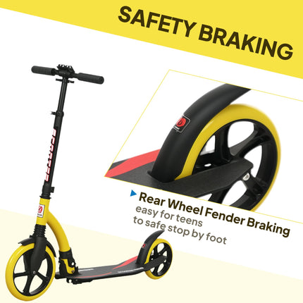 Foldable Kick Scooter with Double Shock Absorption and Big Wheels, Height Adjust