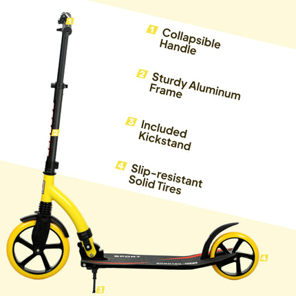 Foldable Kick Scooter with Double Shock Absorption and Big Wheels, Height Adjust