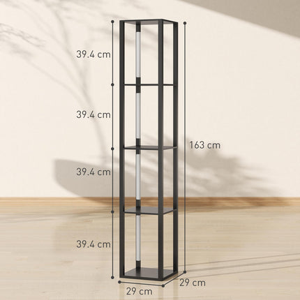 LED Floor Lamp with Shelves, Modern Dimmable Standing Lamp with 3 Brightness Levels and Foot Switch for Living Room, Bedroom, Office, Black