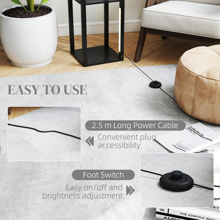 LED Floor Lamp with Shelves, Modern Dimmable Standing Lamp with 3 Brightness Levels and Foot Switch for Living Room, Bedroom, Office, Black