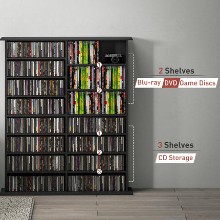 16-Compartment Media Shelf - Black