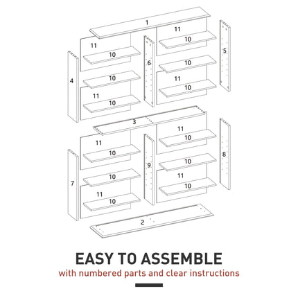 HOMCOM 16-Compartment Media Shelf- White