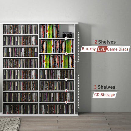 HOMCOM 16-Compartment Media Shelf- White