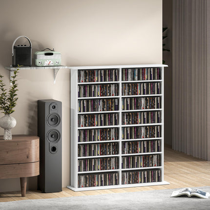 HOMCOM 16-Compartment Media Shelf- White
