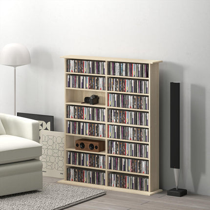 16-Compartment Media Shelf - Nature Wood Finish